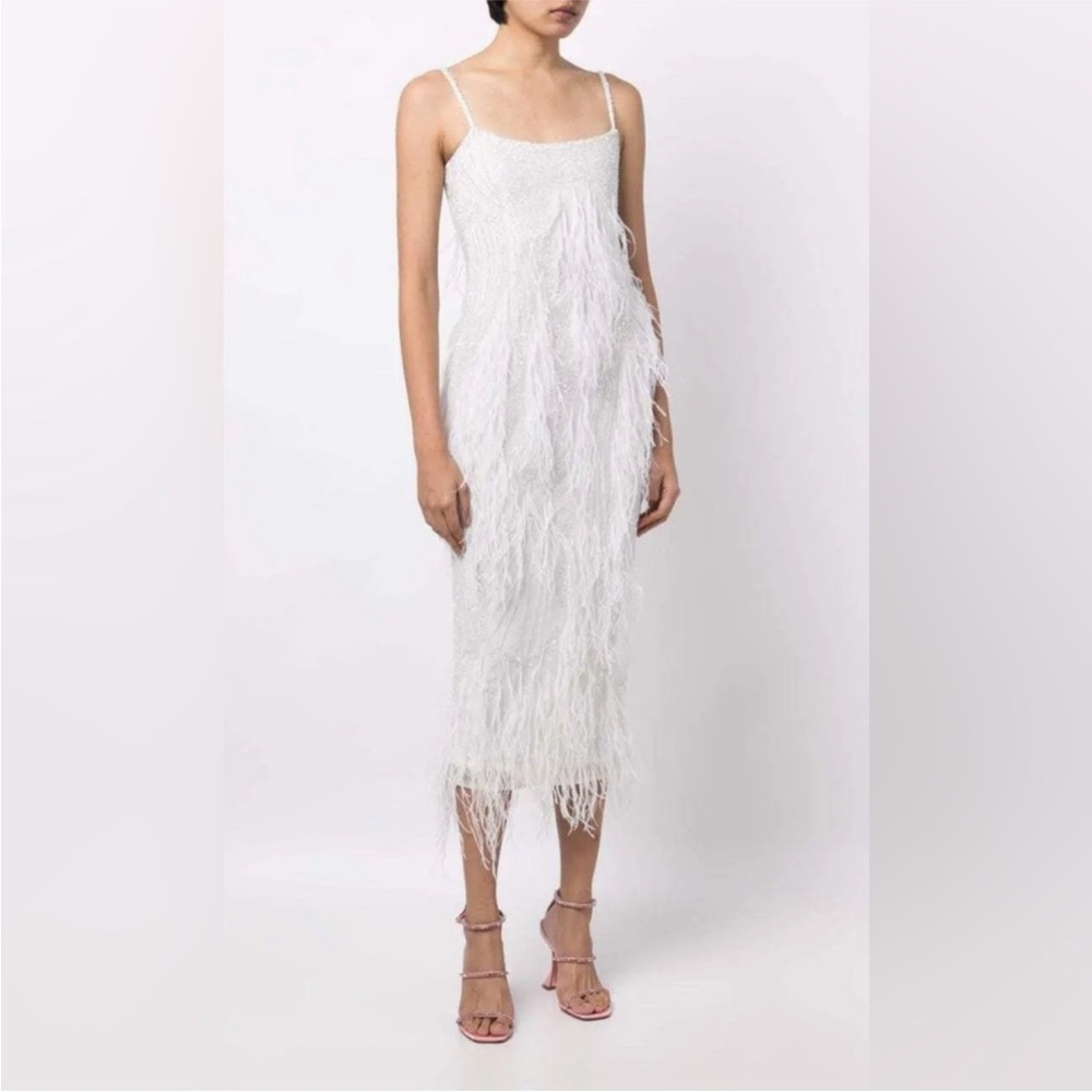 Rachel Gilbert Ivory Feather Embellished Aster Gown